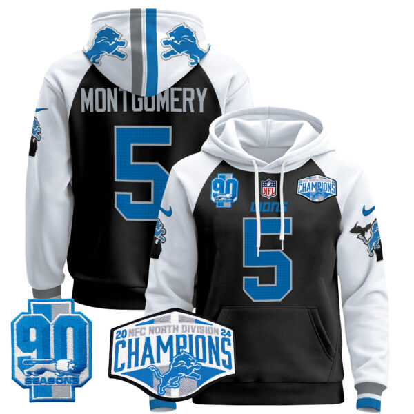 Men's Detroit Lions 2024 NFC North Division Champions Patch Pullover Hoodie - All Stitched - Image 4