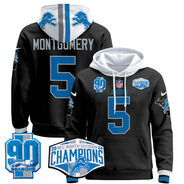 Men's Detroit Lions 2024 NFC North Division Champions Patch Pullover Hoodie - All Stitched - Image 12