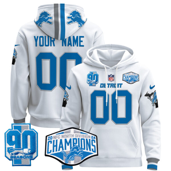 Detroit Lions 2024 NFC North Division Champions Patch Custom Pullover Hoodie - All Stitched - Image 6