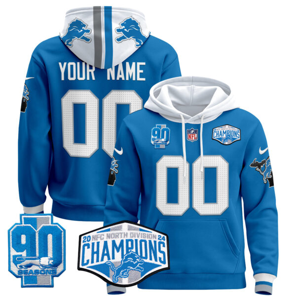 Detroit Lions 2024 NFC North Division Champions Patch Custom Pullover Hoodie - All Stitched - Image 4