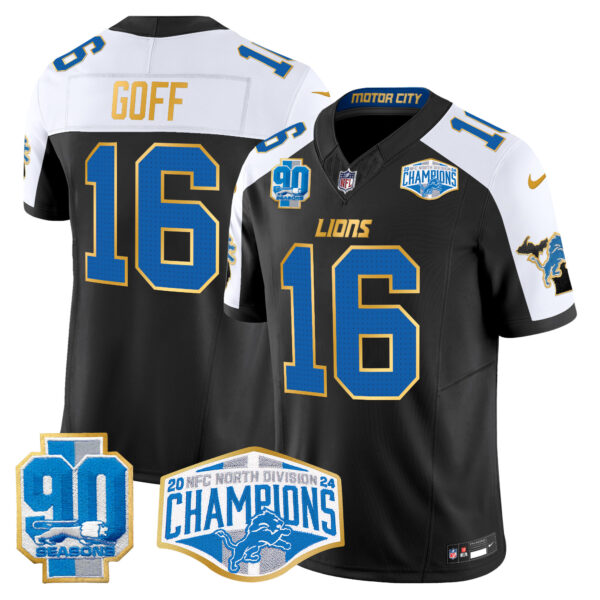 Men's Detroit Lions 2024 NFC North Division Champions Patch Gold Trim Vapor Limited Jersey - All Stitched - Image 2