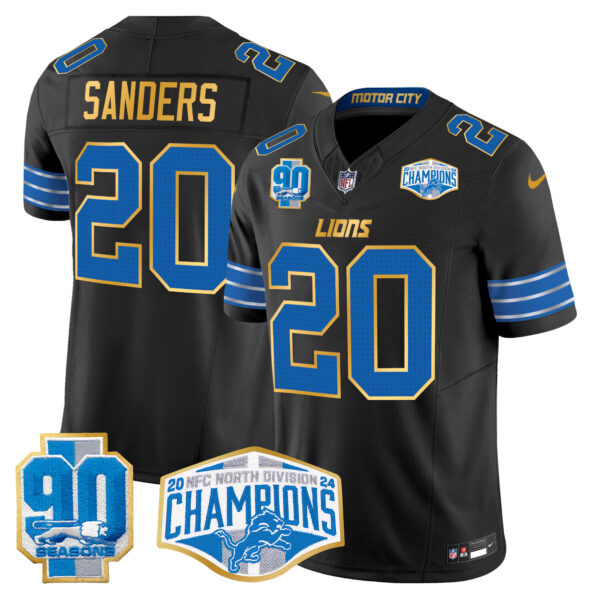 Men's Detroit Lions 2024 NFC North Division Champions Patch Gold Trim Vapor Limited Jersey - All Stitched - Image 14