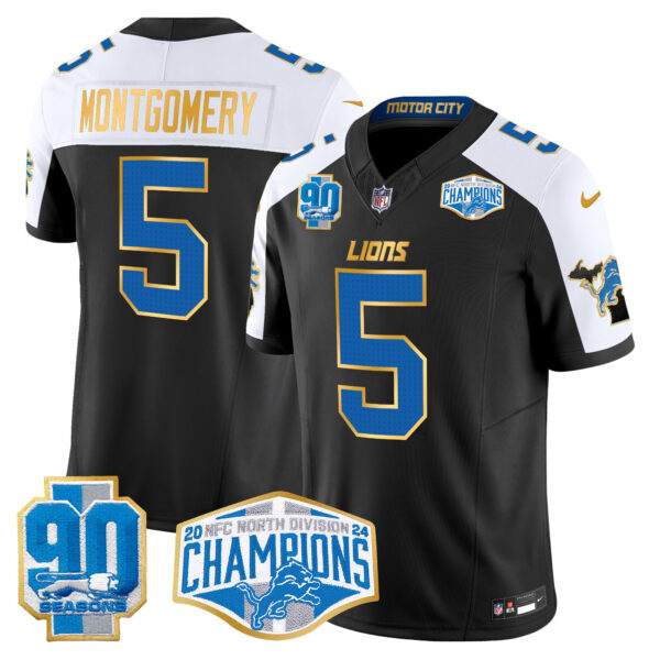 Men's Detroit Lions 2024 NFC North Division Champions Patch Gold Trim Vapor Limited Jersey - All Stitched - Image 5