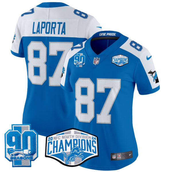 Women's Detroit Lions 2024 NFC North Division Champions Patch Vapor Limited Jersey - All Stitched - Image 22