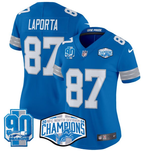 Women's Detroit Lions 2024 NFC North Division Champions Patch Vapor Limited Jersey - All Stitched - Image 38