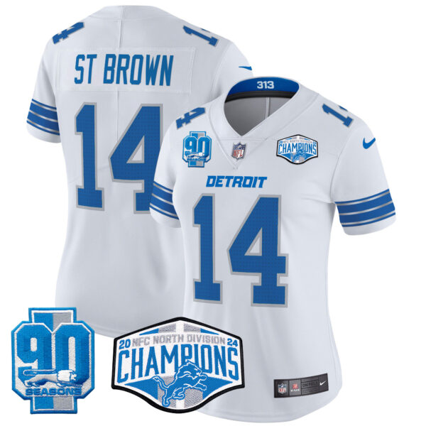 Women's Detroit Lions 2024 NFC North Division Champions Patch Vapor Limited Jersey - All Stitched - Image 27