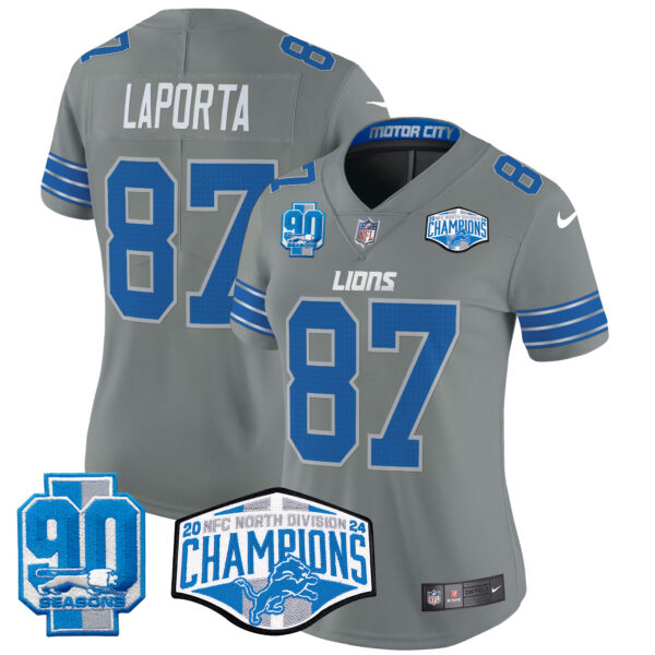 Women's Detroit Lions 2024 NFC North Division Champions Patch Vapor Limited Jersey - All Stitched - Image 46