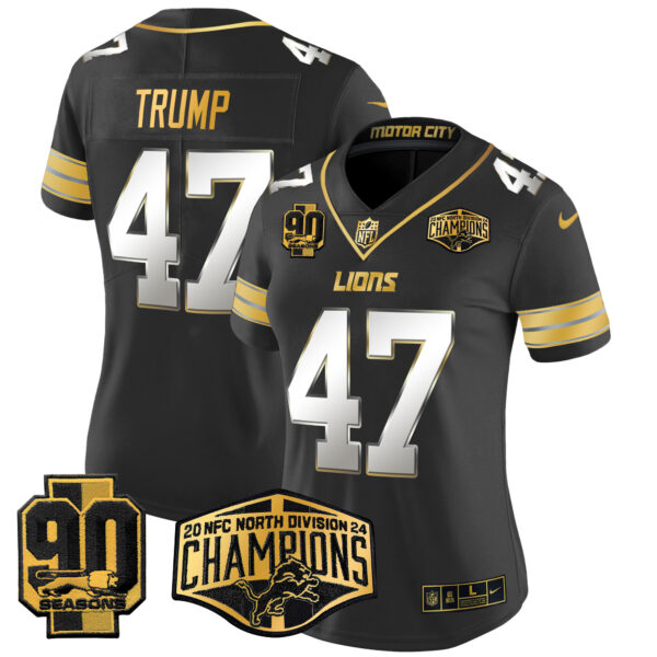 Women's Detroit Lions 2024 NFC North Division Champions Patch Gold Vapor Limited Jersey - All Stitched - Image 32
