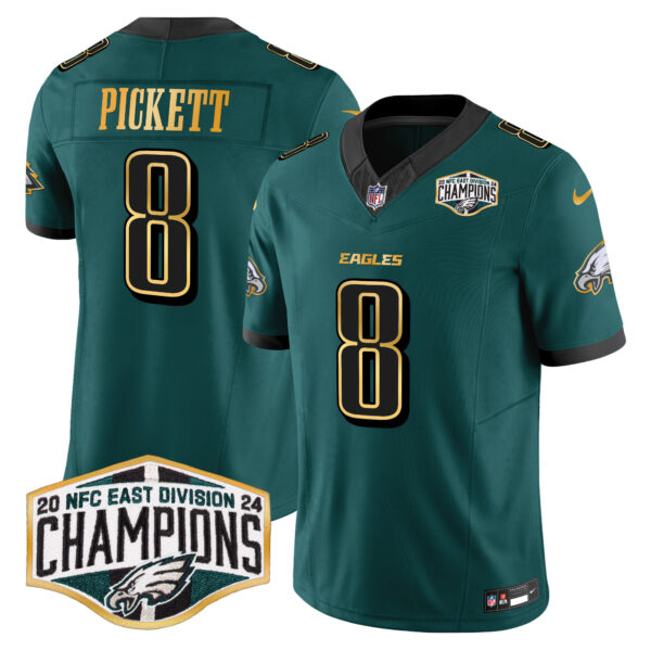 Men's Eagles 2024 NFC East Division Champions Gold Trim Vapor Limited Jersey - All Stitched - Image 2