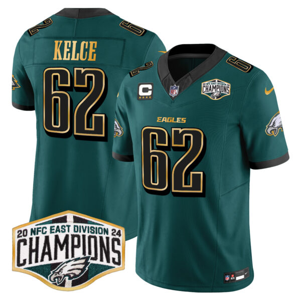 Men's Eagles 2024 NFC East Division Champions Gold Trim Vapor Limited Jersey - All Stitched - Image 4