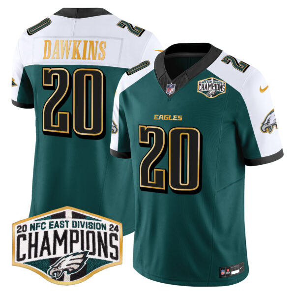 Men's Eagles 2024 NFC East Division Champions Gold Trim Vapor Limited Jersey - All Stitched - Image 35