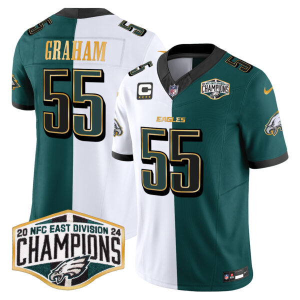 Men's Eagles 2024 NFC East Division Champions Gold Trim Vapor Limited Jersey - All Stitched - Image 52