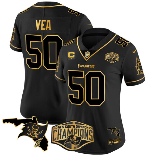 Women's Buccaneers 2024 NFC South Division Champions Patch Gold Vapor Limited Jersey - All Stitched - Image 22