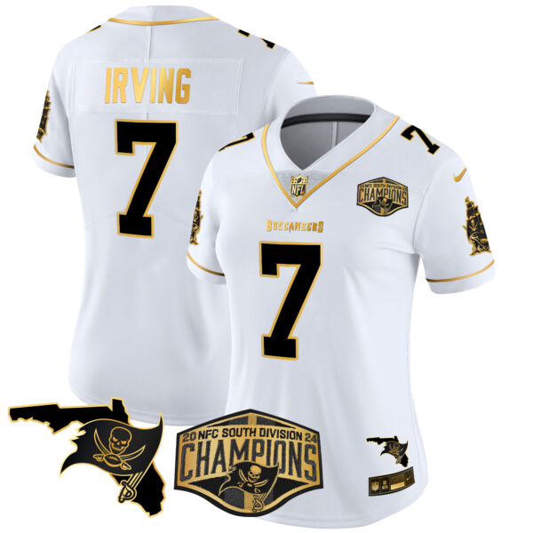 Women's Buccaneers 2024 NFC South Division Champions Patch Gold Vapor Limited Jersey - All Stitched - Image 10
