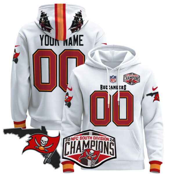 Buccaneers 2024 NFC South Division Champions Patch Custom Pullover Hoodie - All Stitched - Image 4