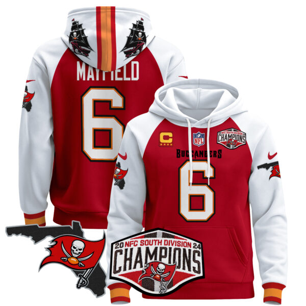 Men's Buccaneers 2024 NFC South Division Champions Patch Pullover Hoodie - All Stitched - Image 8