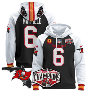 Men's Buccaneers 2024 NFC South Division Champions Patch Pullover Hoodie - All Stitched