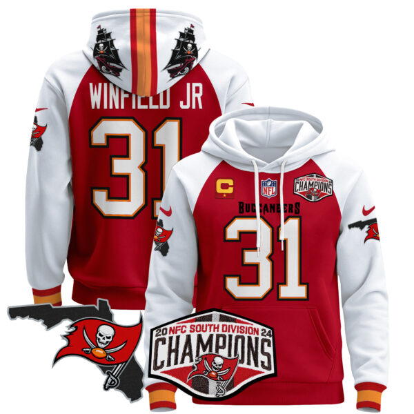 Men's Buccaneers 2024 NFC South Division Champions Patch Pullover Hoodie - All Stitched - Image 14