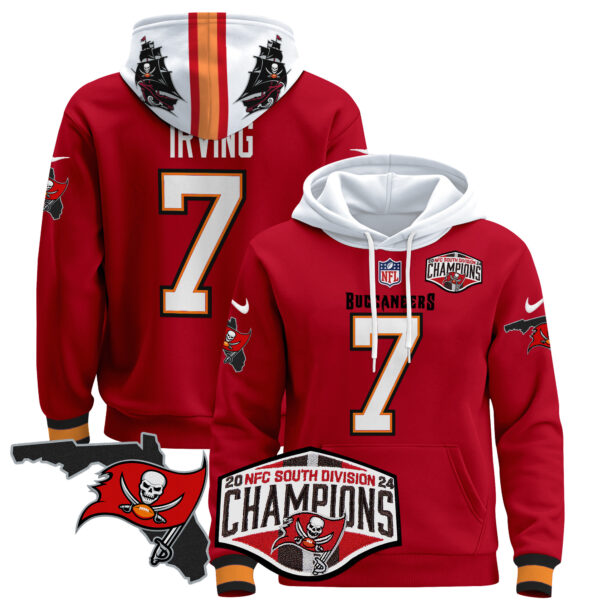 Men's Buccaneers 2024 NFC South Division Champions Patch Pullover Hoodie - All Stitched - Image 16