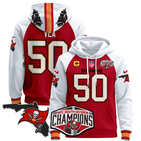 Men's Buccaneers 2024 NFC South Division Champions Patch Pullover Hoodie - All Stitched - Image 13