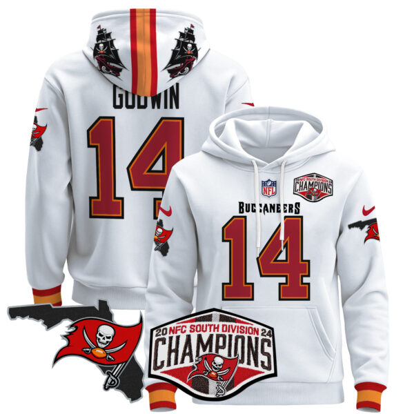 Men's Buccaneers 2024 NFC South Division Champions Patch Pullover Hoodie - All Stitched - Image 26