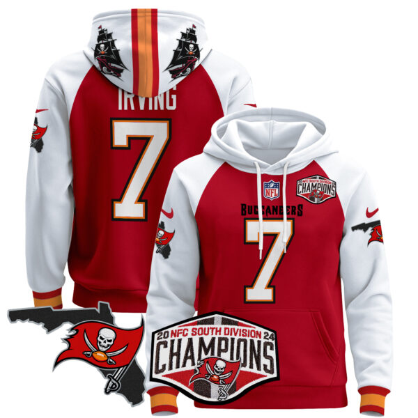 Men's Buccaneers 2024 NFC South Division Champions Patch Pullover Hoodie - All Stitched - Image 9