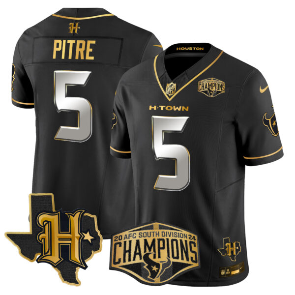 Men's Houston Texans 2024 AFC South Division Champions Patch Gold Vapor Limited Jersey - All Stitched - Image 35