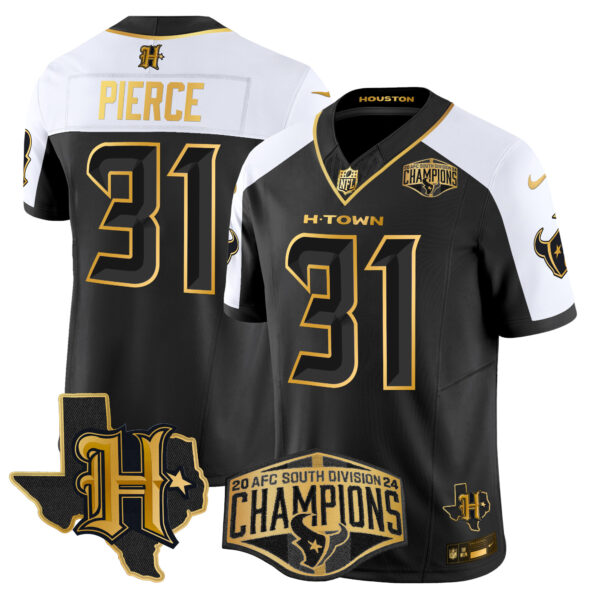 Men's Houston Texans 2024 AFC South Division Champions Patch Gold Vapor Limited Jersey - All Stitched - Image 6