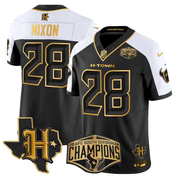 Men's Houston Texans 2024 AFC South Division Champions Patch Gold Vapor Limited Jersey - All Stitched - Image 3