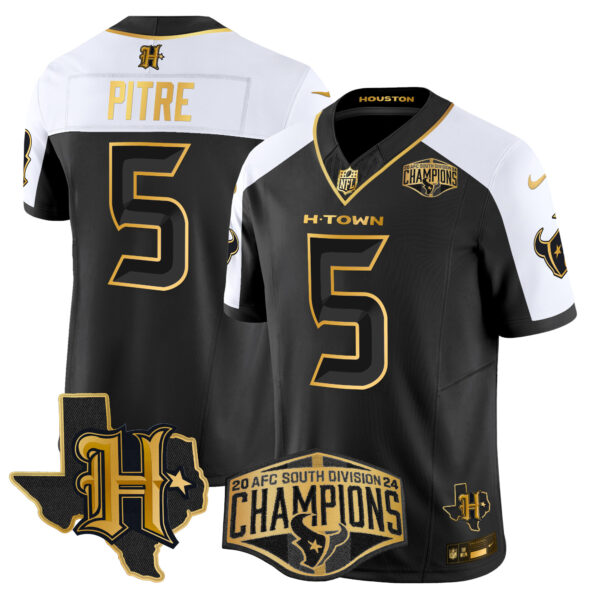 Men's Houston Texans 2024 AFC South Division Champions Patch Gold Vapor Limited Jersey - All Stitched - Image 8