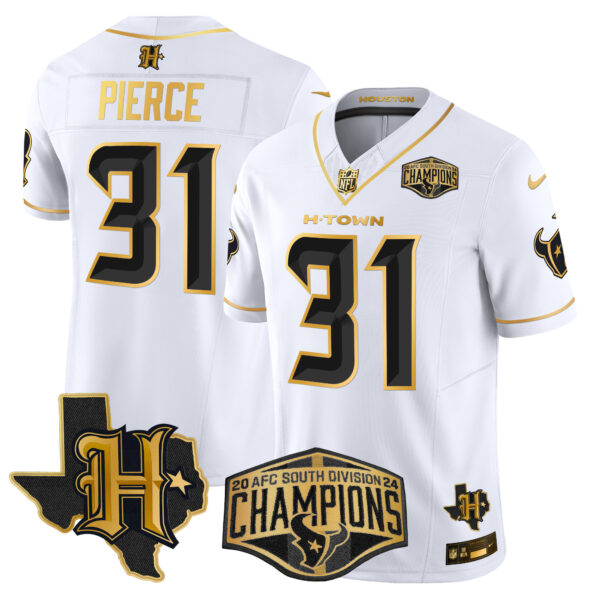 Men's Houston Texans 2024 AFC South Division Champions Patch Gold Vapor Limited Jersey - All Stitched - Image 15