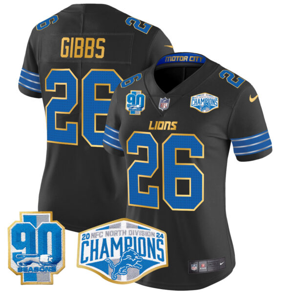 Women's Detroit Lions 2024 NFC North Division Champions Patch Gold Trim Vapor Limited Jersey - All Stitched - Image 15