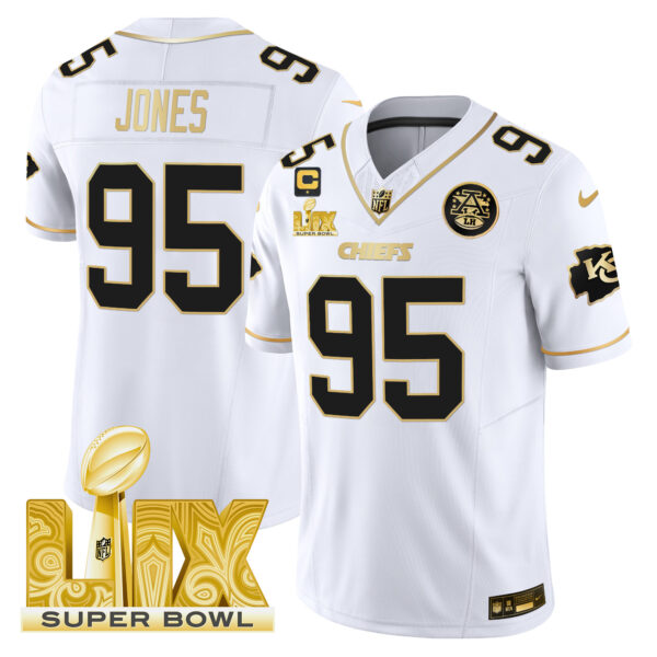 Men's Chiefs Super Bowl LIX Patch Gold Vapor Limited Jersey - All Stitched - Image 24