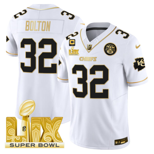 Men's Chiefs Super Bowl LIX Patch Gold Vapor Limited Jersey - All Stitched - Image 19