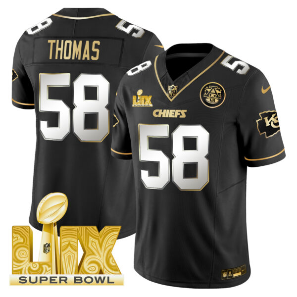 Men's Chiefs Super Bowl LIX Patch Gold Vapor Limited Jersey - All Stitched - Image 41