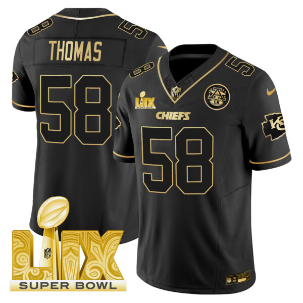 Men's Chiefs Super Bowl LIX Patch Gold Vapor Limited Jersey - All Stitched - Image 29