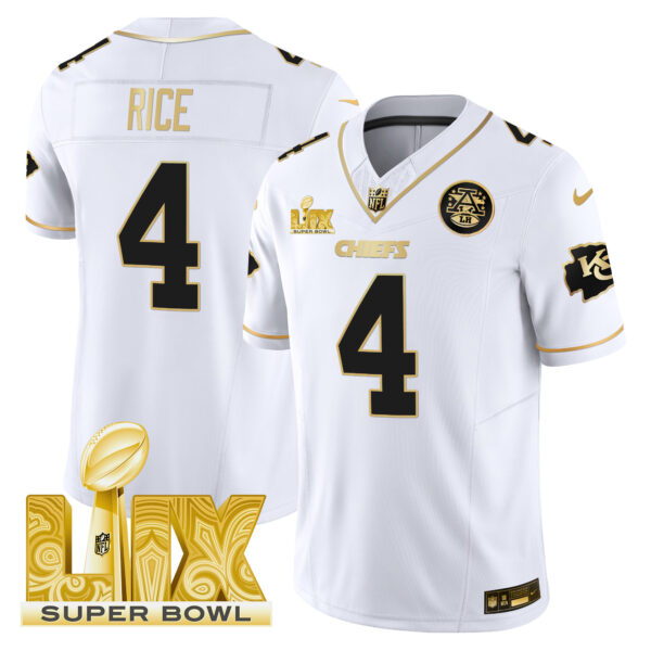Men's Chiefs Super Bowl LIX Patch Gold Vapor Limited Jersey - All Stitched - Image 20