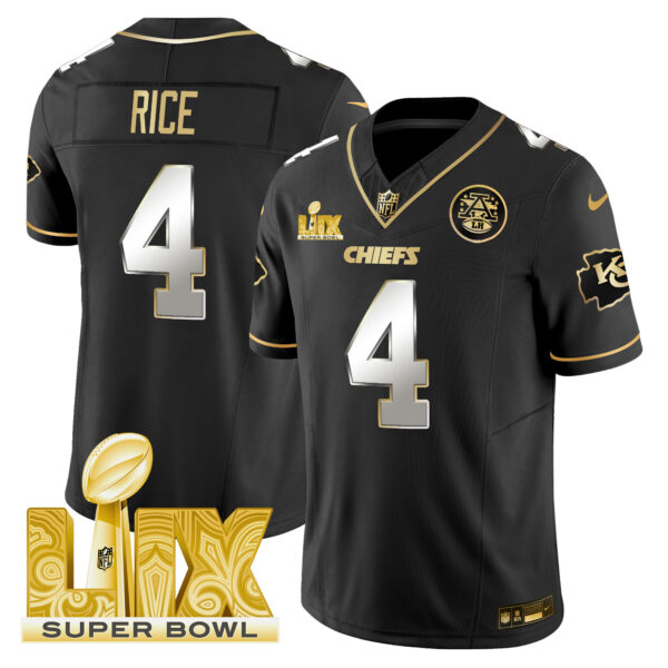 Men's Chiefs Super Bowl LIX Patch Gold Vapor Limited Jersey - All Stitched - Image 44