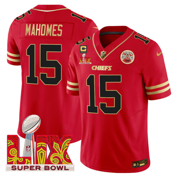 Men's Chiefs Super Bowl LIX Patch Gold Trim Vapor Limited Jersey - All Stitched - Image 31