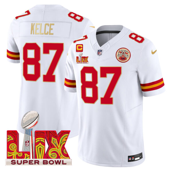 Men's Chiefs Super Bowl LIX Patch Gold Trim Vapor Limited Jersey - All Stitched - Image 42