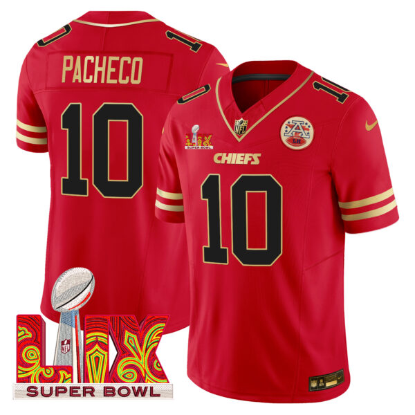 Men's Chiefs Super Bowl LIX Patch Gold Trim Vapor Limited Jersey - All Stitched - Image 34