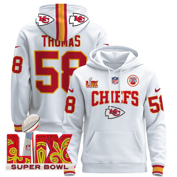 Men's Kansas City Chiefs Super Bowl LIX Patch Pullover Hoodie - All Stitched - Image 14