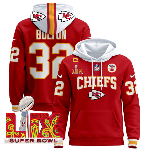 Men's Kansas City Chiefs Super Bowl LIX Patch Pullover Hoodie - All Stitched - Image 6