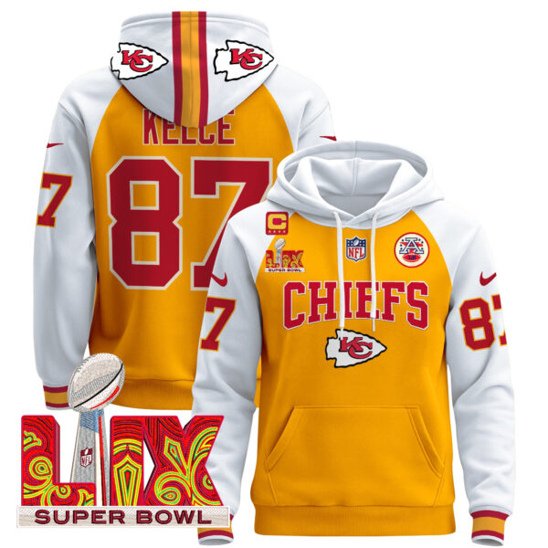 Men's Kansas City Chiefs Super Bowl LIX Patch Pullover Hoodie - All Stitched - Image 43