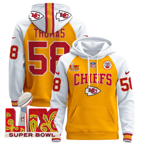 Men's Kansas City Chiefs Super Bowl LIX Patch Pullover Hoodie - All Stitched - Image 44