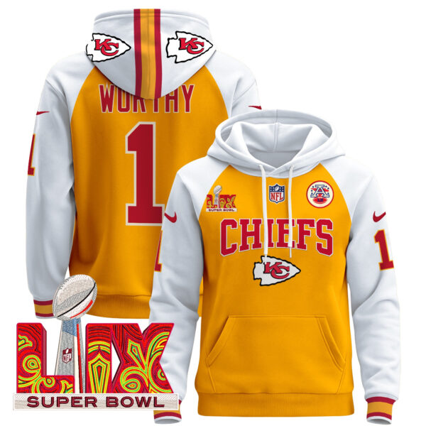 Men's Kansas City Chiefs Super Bowl LIX Patch Pullover Hoodie - All Stitched - Image 49