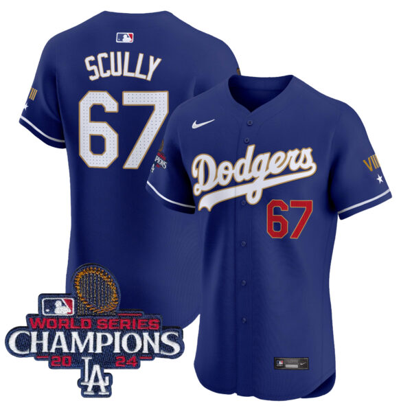Men's Dodgers 2024 World Series Champions Gold Trim Vapor Premier Elite Jersey V3 - All Stitched - Image 16