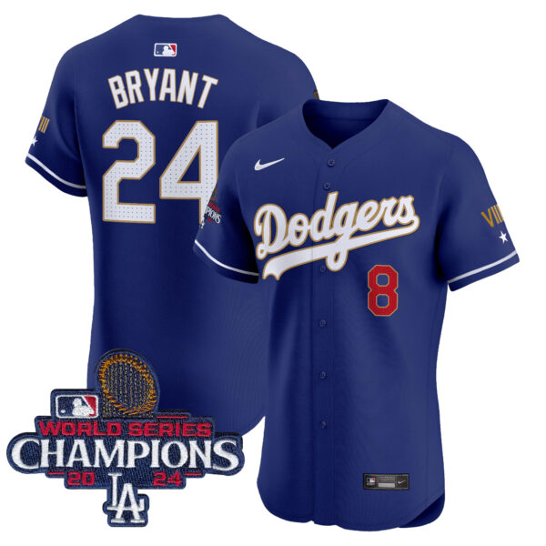 Men's Dodgers 2024 World Series Champions Gold Trim Vapor Premier Elite Jersey V3 - All Stitched - Image 15