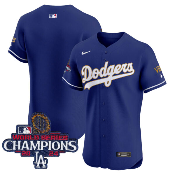 Men's Dodgers 2024 World Series Champions Gold Trim Vapor Premier Elite Jersey V3 - All Stitched - Image 20