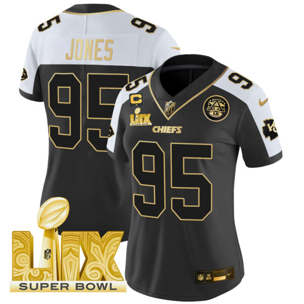 Women's Chiefs Super Bowl LIX Patch Gold Vapor Limited Jersey - All Stitched - Image 10